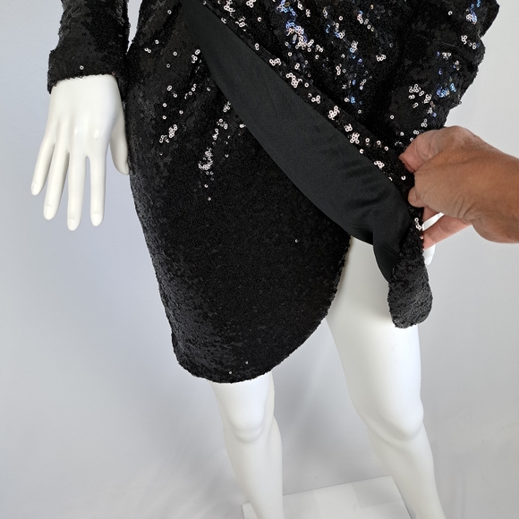 Charlotte Russe Black Sequined Faux Wrap Mini Dress - Picture 5 of 12
